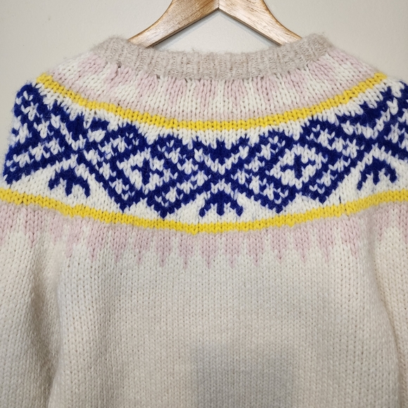 J Crew Hand knit Fair Isle Alpaca Wool Sweater Size Medium - Picture 8 of 11